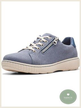 Women's Canvas Lace-Up Sneakers with Side Zip Comfort Shoes